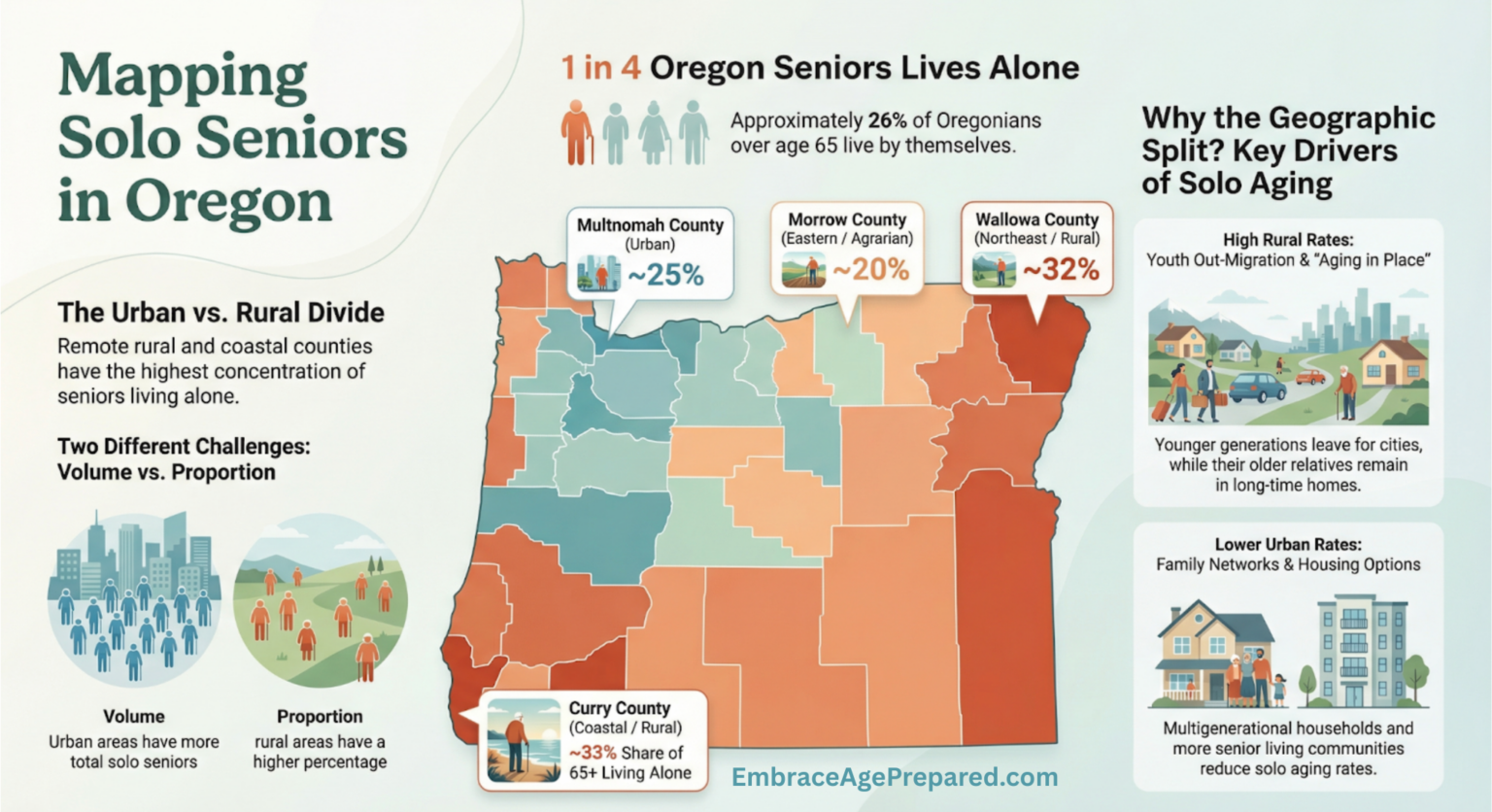 The Geography of Aging Alone in Oregon - Embrace Age Prepared